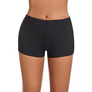 Micosuza Womens Swim Boyshorts Bikini Bottom Boardshorts Mini Short Beachwear Black, Size: 18