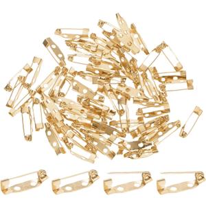 M METERXITY 60-Pack Bar Pins, 0.8 Inch Brooch Pin Backs Safety Clasp for Badges/Name Tags/Corsage/DIY Crafting Sewing Fabric, Metal Boutonnieres Locking Pin-Backing [20mm, Light Golden]