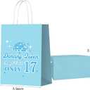 KERINGO 16 PCS Dancing Queen 17th Birthday Party Supplies Young and Sweet Only 17 Gift Bags Blue Queen Disco Music Goody Snacks Treat Candy Party Favors Bags for Girls 17th Birthday Party Decorations