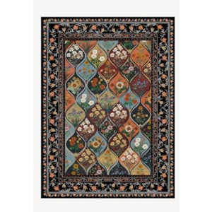 Bohemian Geometric Floral Runner Rug 2x3, Machine Washable, Soft Low Pile, Non-Slip Carpet for Laundry, Bedroom, Bathroom, Entryway | Black 