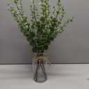 VIERENA 17.5" Artificial Eucalyptus Stems in Glass Vase with Faux Water,Fake Plant Eucalyptus Leaves White Seeds for Centerpiece Table Decorations Farmhouse Wedding Home Greenery Decor (Sage Green)