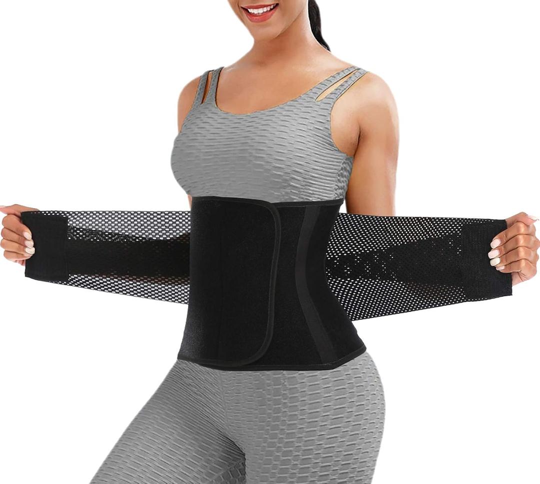 ChongErfei Waist Trainer Belt for Women Man - Waist Trimmer Ab Belt - Tummy Control Body Shaper (Medium, Black)