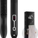 Beard Straightener Comb for Men - Upgraded Professional Electric Mens Beard Straightening Heated Brush Portable Anti-Scald 5 Adjustable Temperatures & LCD Display with Carrying Bag