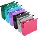 Nordun Extra Capacity Plastic Hanging File Folder Letter Size, 12 Pack Reinforced Hang Folders with Heavy Duty 2 Inch Expansion, Durable Hanging Organizer Designed for Bulky Files, Assorted Colors