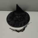 Witch Hat and Rhinestones Necklace Set Women's Halloween Hat Roses Decoration Hat for Themed Parties and Celebrations (Black)