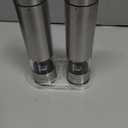 Electric Salt and Pepper Grinder Set - Battery Operated, Stainless Steel Shakers with Adjustable Fine & Coarseness, One Handed Operation, LED Light & Complimentary Mill Rest Tray