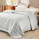 Bedsure Lightweight Summer Blanket Twin XL Size - Down Alternative Blanket with Satin Trim for Bed, Grey, 66x90 Inches