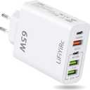 European Travel Plug Adapter, Type C Charger Block PD 20W QC3.0 Fast Charging, 2 USB C 3 USB A Power Adaptor to Europe Compatible with iPhone 17 16 15 14 13 12 Pro Max XS XR X Plus, Galaxy