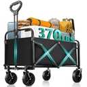 Collapsible Wagon with Wheels, 370lbs Weight Capacity Foldable Beach Wagon with Flexible Handle Portable Utility Wagon Cart for Outdoor, Grocery, Garden, Camping