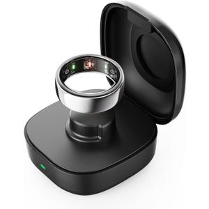 Wireless Charging Case Compatible with Oura Ring Gen3, Smart Ring Charging Case 600mAh Portable Ultra-Long Battery Life and Easy to Carry, Fast Charging for Heritage/Horizon (Size 8) Black