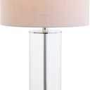 JONATHAN Y JYL2004A Harper 29" Glass LED Table Lamp Modern Contemporary Bedside Desk Nightstand Lamp for Bedroom Living Room Office College Bookcase LED Bulb Included, Clear/Chrome