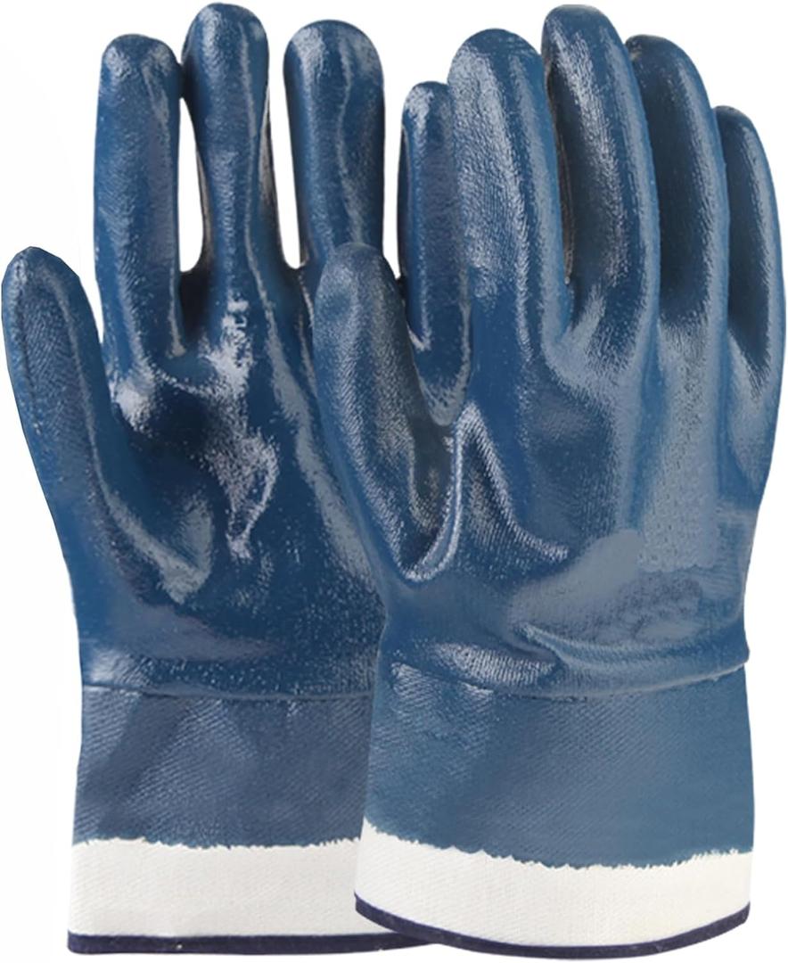 Nitrile Coated Work Gloves for Men Chemical and Oil Resistant Gloves Wide Cuff Ideal for Petrochemical