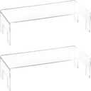 Frcctre 2 Pack Acrylic Display Risers, 5mm Thick Clear Display Risers Stand Acrylic Showcase Fixtures Shelf for Dessert Cupcake Figures Toys Cosmetics Perfume- 12"x5"x3.3"