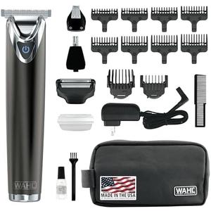Wahl Stainless Steel Lithium Ion 2.0+ Slate Beard Trimmer for Men - Electric Shaver, Nose Ear Trimmer, Rechargeable All in One Men's Grooming Kit - Model 9864