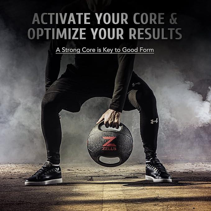ZELUS Medicine Ball with Dual Grip| 20 lbs Exercise Ball |Weight Ball with Handles| Textured Grip Exercise Ball |Strength Training| Core Workouts
