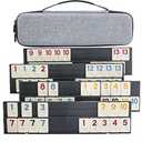 Rummy Cube Game Original Rummy Tiles Game Travel Rummy Game Set with 4 Anti-Skid Racks, Hard EVA Carrying Case, Color-Coded Numbers
