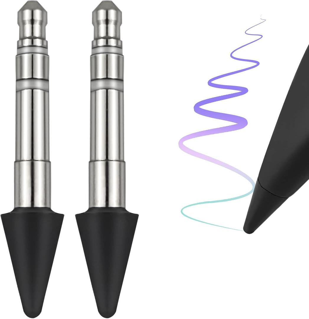 Slim Pen 2 Tips (2 Pack) Replacement fits for Surface Slim Pen 2, Real-Time Sensitivity Replacement nibs fits for Surface Pro 8/Surface Pro X/Surface Laptop Studio/Surface Duo 2 Table Pen (Black)