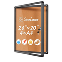 Lockable Bulletin Board Notice Pin Cork Boards Tamper Proof Message Board for Photos Memos,26x20inch (4xA4)