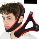 Anti Snoring Chin Strap, Chin Strap for Sleeping, Premium Airflow Jaw Strap, Stop Snoring Chin Strap, Snoring Solution for Men and Women, Breathable Chin Strap, Snoring Chin Strap (Red~)
