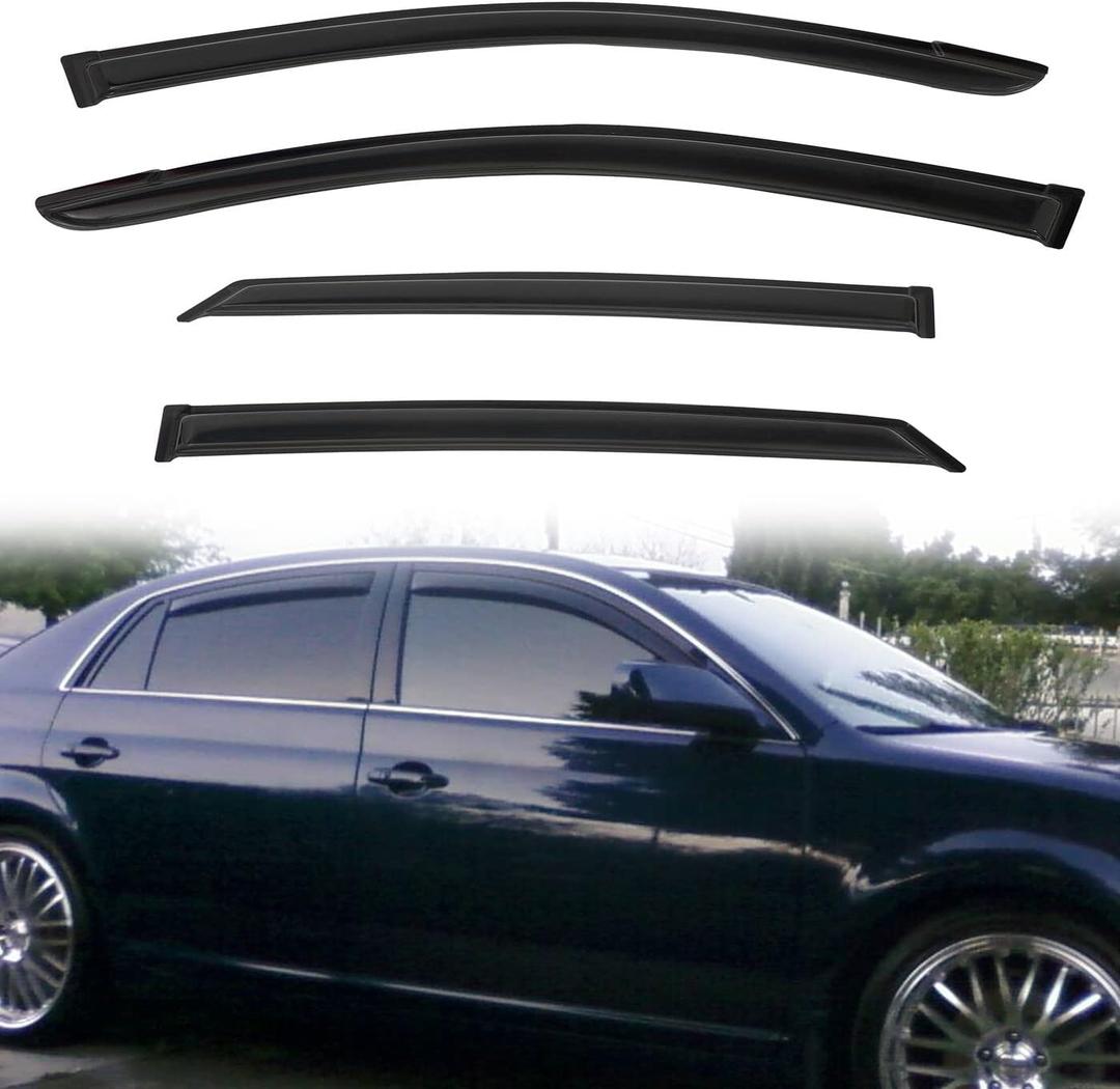 Rain Guards Compatible with 2005-2012 Toyota Avalon Tape-On Side Window Visor Wind Deflector Vent Visors Car Accessories 4pcs