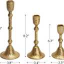 NIKKY HOME Gold Taper Candle Holders Set of 3, Vintage Decorative Resin Candlesticks Centerpieces Decor for Dining Room Table Wedding Party Mantle Fireplace