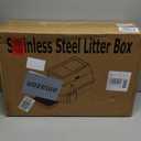 Stainless Steel Litter Box with Lid,Front Entry Top Exit Kitty LitterBox,Extra Large Enclosed Metal Cat Box with Litter Scoop & Litter Mat-Black