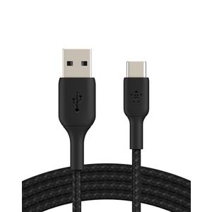 Belkin USB A to USB C Cable, 6.6ft, 15W - Type C Charger, iPhone Charger Cord, Soft, Braided, Flexible for iPhone 16 & 15, Galaxy S25, Pixel 9, iPad Pro, Airpods Pro, Switch & More - Black