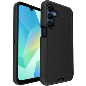 for Samsung Galaxy A16 5G Phone Case, 3-Layer 16ft Drop Protection, with Dustproof Port Cover, Full-Body Shockproof Heavy Duty Protective Phone Case, Black