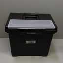 IRIS USA File Box with Lid File Organizer for Letter File w/ Organizer-Lid, Plastic Mobile Filing Organizer, Water Resistant Document Box, Portable File Box with Handle, Secure Buckle, Lockable, Black