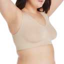 Hanes Women's Cozy Wireless Bra, Full-Coverage Pullover Bra, Seamless T-Shirt Bra (Beige, XL)