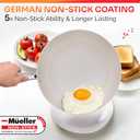 Mueller Frying Pan, Heavy Duty German Stone Coating Non Stick Frying Pans, No PFOA or APEO, Paella Pan, Dishwasher and Oven Safe, Even Heat Distribution, Cool Stainless Steel Handle, Light Grey (10 Inch, L. Grey)