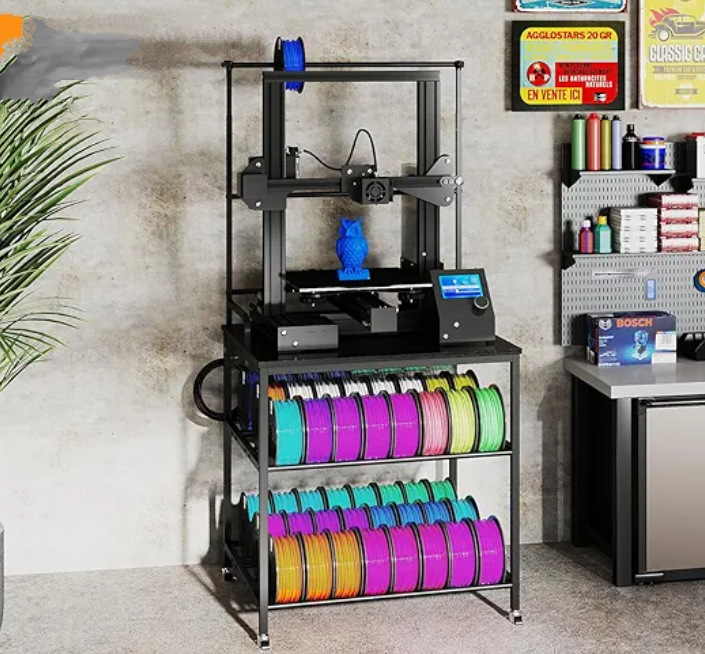 3D Printer Filaments Storage Rack Rolling 3D Printing Stand with Wheels Spool Holder Filament Organizer for PLA/ABS/PETG/TPU 3D Printer Table Workbench for Studio,Office, Garage, Workshop