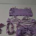 Kaei&Shi Garter Lingerie for Women, Strappy High Waisted Skirt G String 4 Piece Sexy Exotic Lingerie Outfits Set Boudoir (12-14, Purple)