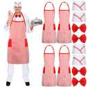 Ramede 12 Pcs Adult 1950s Waiter Costume Kit - Red & White Striped Apron, Chef Hat, Bow Tie - Unisex Adults - Chef Theme - Halloween, Carnival