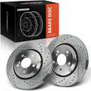 BPD53700 A-Premium Front & Rear Ceramic Disc Brake Pads Set Compatible with Select Chevy, GMC and Hummer Models - Silverado Sierra 1500 HD, Avalanche, Sierra Yukon XL 2500 Sierra 3500, H2, with Hardware, 8 Pcs + A-Premium Front Ceramic Disc Brake Pads Set Compatible with Acura, Honda and Isu BPD50300 +  BRS31245 A-Premium 12.59 inch (320mm) Front Drilled and Slotted Disc Brake Rotors Compatible with Select Honda and Acura Models - Pilot 2016-2022, Odyssey 2015-2023, Ridgeline, Passport, MDX, 2-PC Set