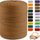 Macrame Cotton Cord 4mm x 547yds, ZUEXT Natural Handmade Caramel Braided Cords 4 Strands Knitted Rope String for Craft Wall Hanging Weaving Tapestry Dream Catchers Hanger DIY Gift (500m)