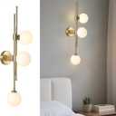 3-Light Globe Wall Sconces, Mid Century Modern Wall Light Fixtures, Vanity Lights with White Glass Shade, Metal Wall Light for Bedroom Living Room
