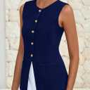 PRETTYGARDEN Blazer Vest Tops for Women Sleeveless Button Down Business Casual Outfits Work Suit Vests Waistcoat (Blue, M)