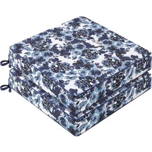 Favoyard Outdoor Chair Cushion 19 x 19 x 3 In Waterproof Pattern Fade Resistant Cushions for Patio Furniture with Removable Cover Attach Straps 28D Foam Insert Cushions Pads for Seat Sofa Couch 2 Pack