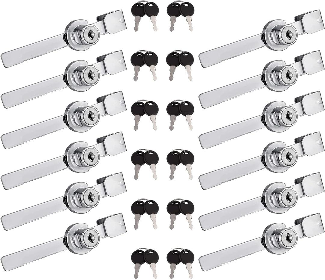 12Pack Display Case Lock Showcase Lock for Sliding Glass Door with 24 Keys (Keyed Alike)