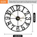 LEIKE Large Wall Clocks,Silent,Non Ticking,Battery Operated Rustic Round Modern Big Metal Wall Clock for Living Room, Bedroom,Kitchen,Farmhouse,Office,Home Decor-16 Inch(Black-Arabic Number)
