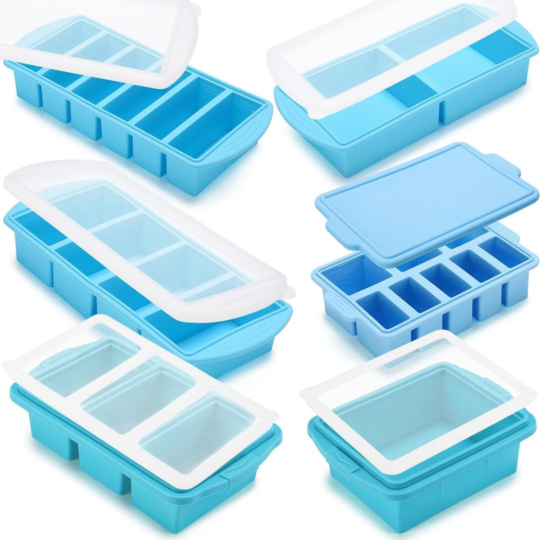 Zhehao 6 Pack Silicone Freezer Molds for Soup with Lids, 1/5, 1/2, 1 and 2 Cup Silicone Freezer Trays, Meal Prep, Food Storage for Storing Soups, Sauces, Juices, Smoothie Prep and More(Green)