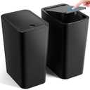 ITCPRL Bathroom Trash Can with Lid, 2 Pack 4 Gallons/ 15 Liters Garbage Can with Pop-Up Lid, Small Plastic Trash Can, Slim Trash Bin Waste Basket for Bathroom, Bedroom, Office, Living Room(Black)