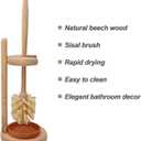CRAKTH Wood Toilet Brush and Holder Set, Beechwood Toilet Bowl Cleaner Brush for Bathroom, Sisal Bristles Toilet Scrubber with Stand