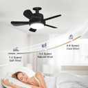 Ligency Smart Socket Fan Light with Remote, 16 inch Small Socket Ceiling Fan Light with RGBW, E26 Screw in Ceiling Light Bulb Fan, 1800Lm, Work with Alexa & Google Assistant for Garage Bedroom, Black