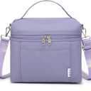 NOL Natural Organic Lifestyle Insulated Lunch Bags for Women Cooler Bag Lightweight Nylon Waterproof Lunch Box For Work (Light Purple, Medium(normal))