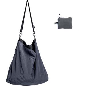 Lightweight Foldable Nylon Crossbody Bag,Stylish Compact Polyester Packable Totes (One Size/Medium, Dark Grey Tote)