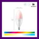 WiZ Connected 40W B12 Smart Candle-shape, E12 base, Full Color, Dimmable, 1-Pack, Indoor, Connect to Wi-Fi, Control Voice or App + Activate with Motion, Matter Compatible