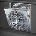 BlissYard Tree of Life Dishwasher Magnet Cover Skin Panel Magnetic Dishwasher Covers Decorative Sliver Metal of Life Front Door Magnet Cover Home Appliances Dishwasher Refrigerator Cupboard 23x26 Inch