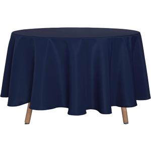 sancua Round Tablecloth - 90 Inch - Water Resistant Spill Proof Washable Polyester Table Cloth Decorative Fabric Table Cover for Dining Tables, Buffet Parties and Camping, Navy
